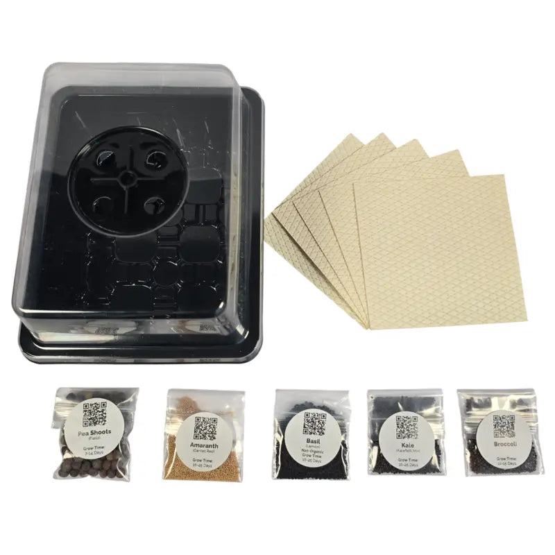 Aquager Microgreens Starter Kit with growing tray, humidity dome, and organic grow mat