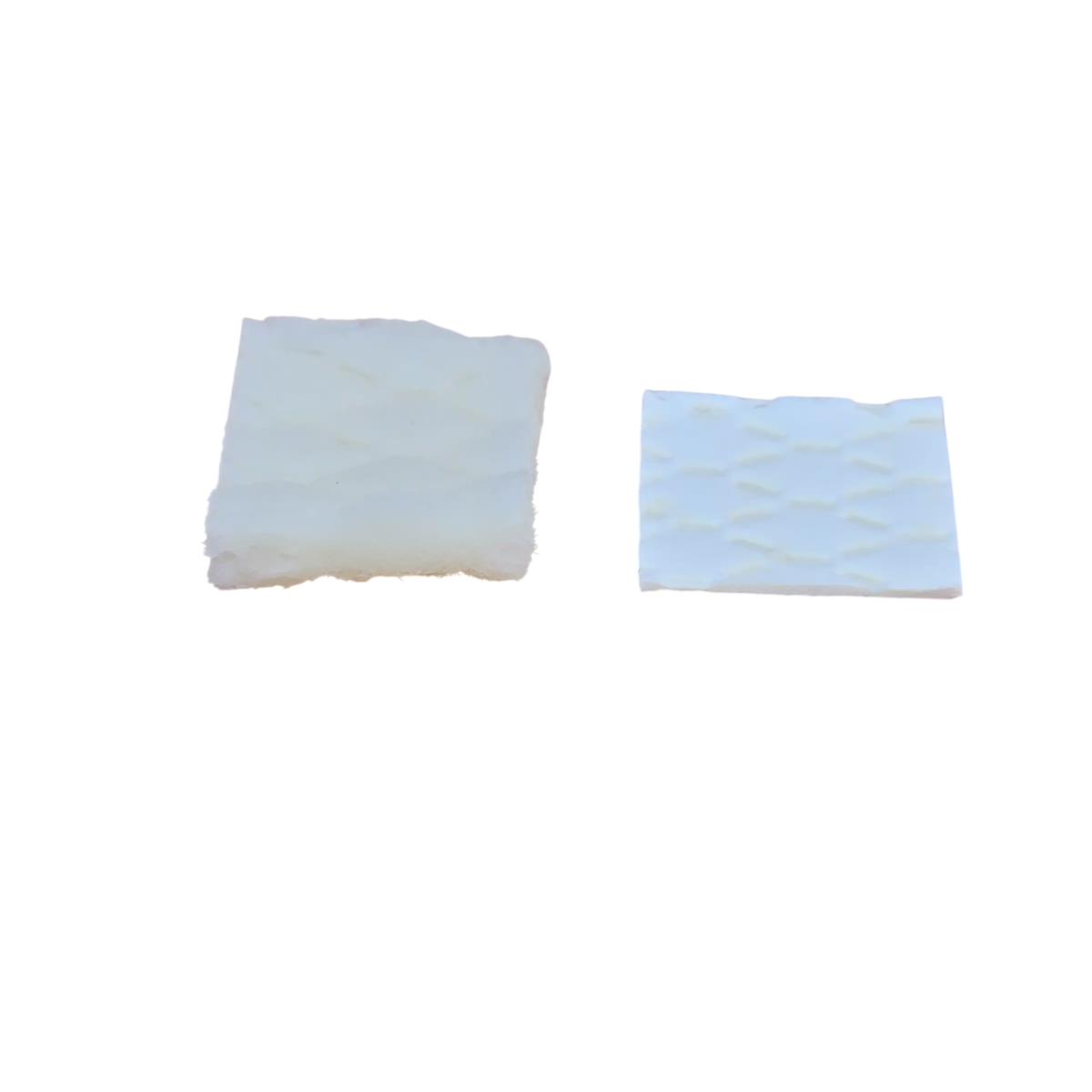 Two square hydroponic grow mats side by side, one smooth and one with a quilted diamond-stitch texture