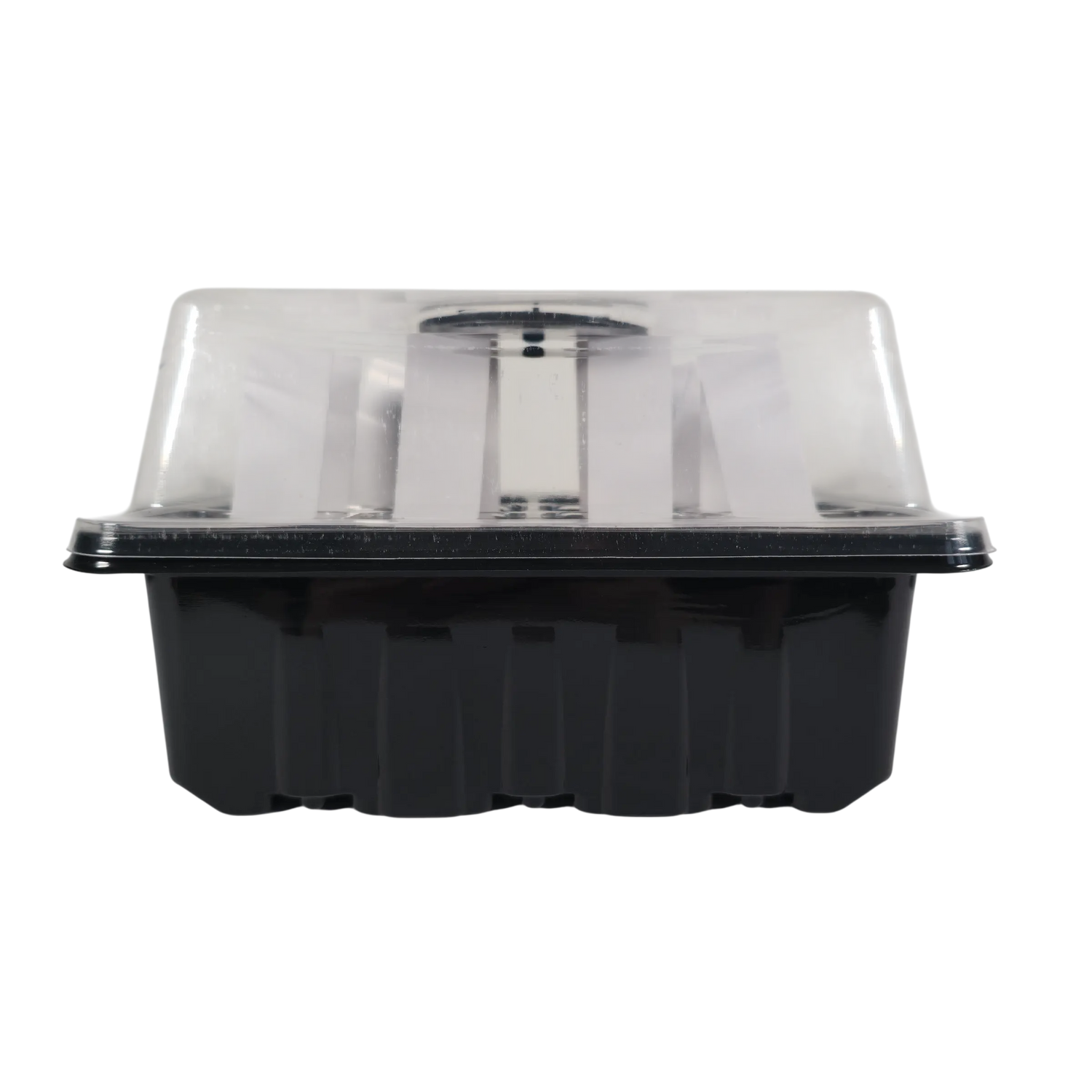Indoor seed starter kit with tray and dome front view on white background