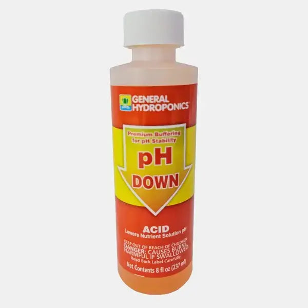 hydroponic pH down solution for indoor hydroponic gardens, lowering nutrient solution pH for healthy plant growth