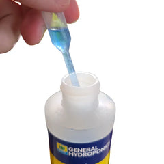 pH Up and pH Down adjuster bottles in Aquager hydroponic pH control kit for nutrient solution management