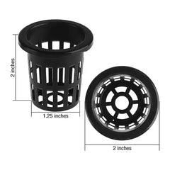 Hydroponic 50mm black slotted net cup  for root aeration, moisture wicking, and nutrient absorption
