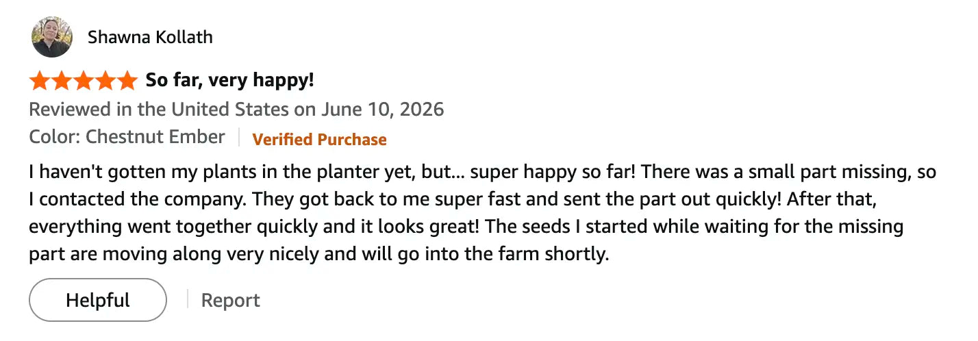 Product review with a star rating and text on a black background