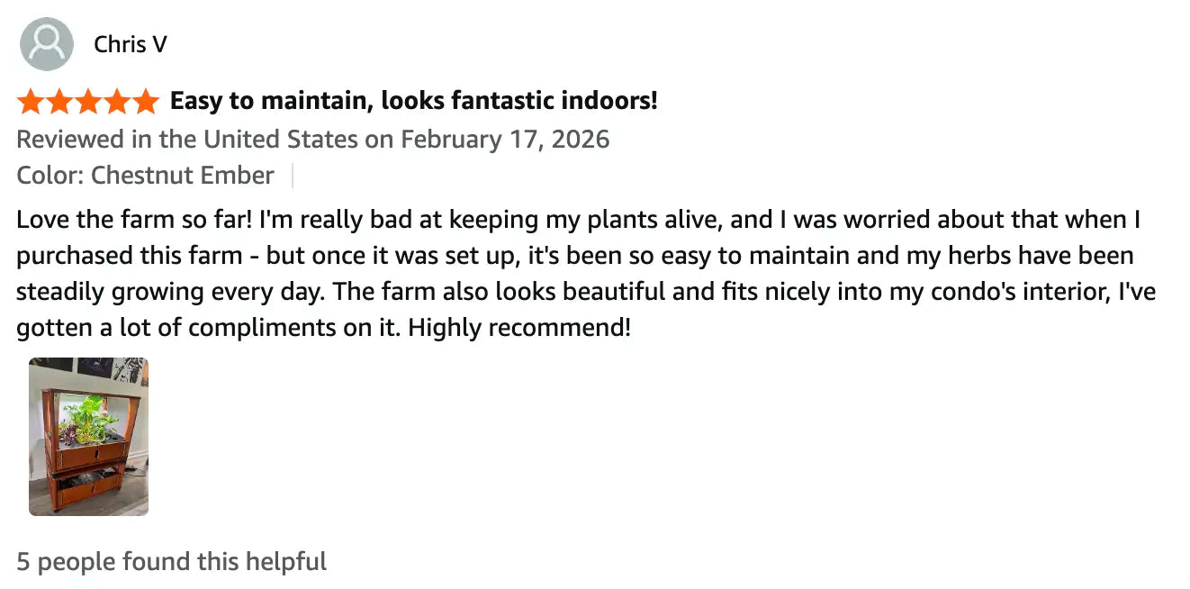 Product review with a star rating and text on a white background