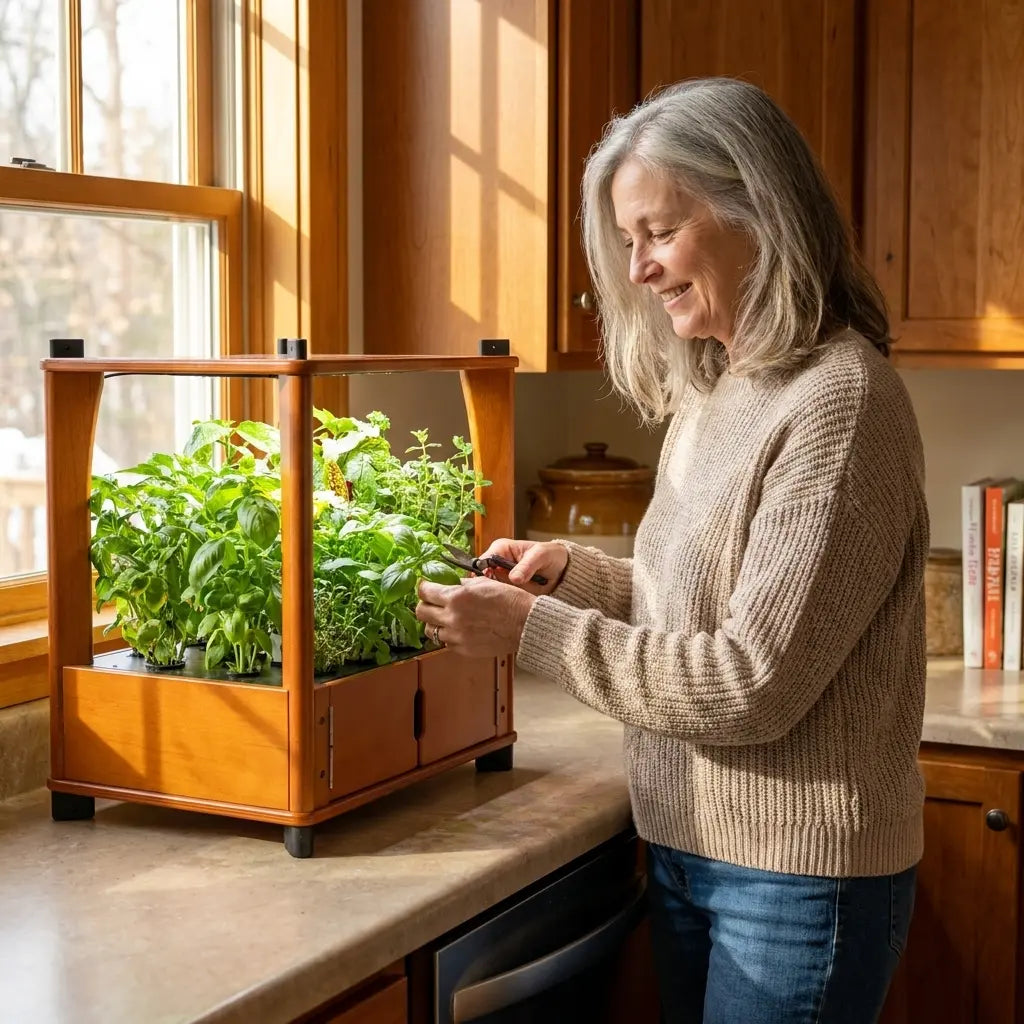 Aquager indoor herb garden product photo — easy at-home hydroponic growing