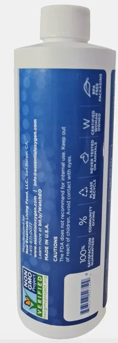 Hydrogen peroxide 3% USP food grade warning and manufacturing label for hydroponic and garden use