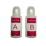 Awesome Plant Food A and B hydroponic nutrient concentrate, two 100ml bottles side by side