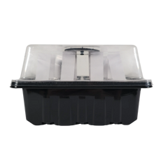 Indoor seed starter kit with tray and dome front view on white background