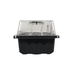 Indoor seed starter kit side view with humidity dome closed